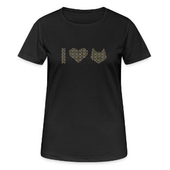 I Heart Cats de petits visages de chat - T-shirt respirant Femme - noir - Devant - AI Model Female 172 light (172cm)