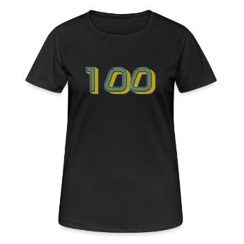 100. 100 JAHRE. 100-JÄHRIGES JUBILÄUM. GEBURTSTAG 100 - Frauen T-Shirt atmungsaktiv - Schwarz - Vorne - AI Model Female 172 light (172cm)