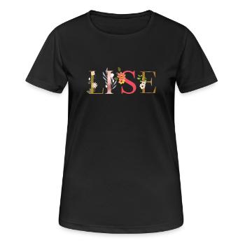 Le nom LISE décoré de fleurs - T-shirt respirant Femme - noir - Devant - AI Model Female 172 light (172cm)