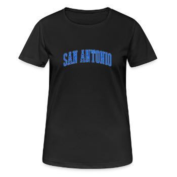 San Antonio Varsity Arc - Frauen T-Shirt atmungsaktiv - Schwarz - Vorne - AI Model Female 172 light (172cm)