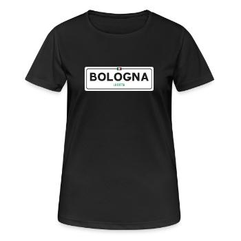 Ortsschild Bologna - Frauen T-Shirt atmungsaktiv - Schwarz - Vorne - AI Model Female 172 light (172cm)