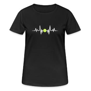 Tennisball heartbeat - Frauen T-Shirt atmungsaktiv - Schwarz - Vorne - AI Model Female 172 light (172cm)