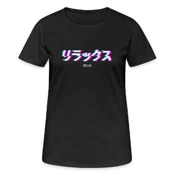 Relax Japanese Text Kanji Vaporwave - Frauen T-Shirt atmungsaktiv - Schwarz - Vorne - AI Model Female 172 light (172cm)