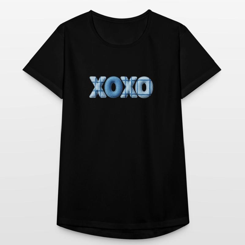 XOXO Patchwork Look mit Stoff Optik Frauen T-Shirt atmungsaktiv