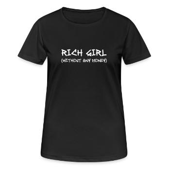 Rich Girl without any money - Frauen T-Shirt atmungsaktiv - Schwarz - Vorne - AI Model Female 172 light (172cm)