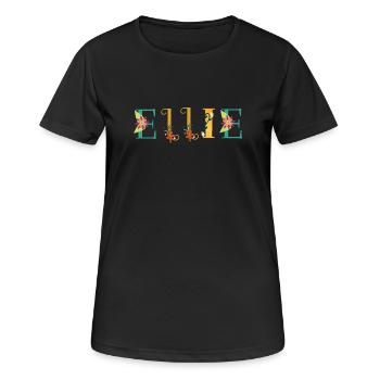 ELLIE Name Art With Flowers Embroidered - Women's Breathable T-Shirt - black - Front - AI Model Female 172 light (172cm)