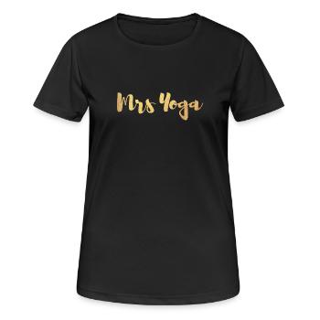 Mme Mme Fan de Yoga Or Paire Exclusive d’Écriture Manuscrite - T-shirt respirant Femme - noir - Devant - AI Model Female 172 light (172cm)