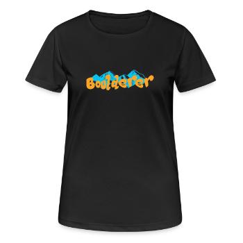 Bouldern Boulderer - Frauen T-Shirt atmungsaktiv - Schwarz - Vorne - AI Model Female 172 light (172cm)