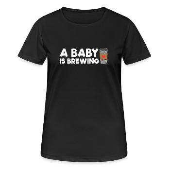 Eine werdende Mutter, deren Baby gerade Kaffee brü - Frauen T-Shirt atmungsaktiv - Schwarz - Vorne - AI Model Female 172 light (172cm)
