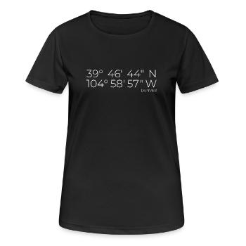 Koordinaten Denver - Frauen T-Shirt atmungsaktiv - Schwarz - Vorne - AI Model Female 172 light (172cm)