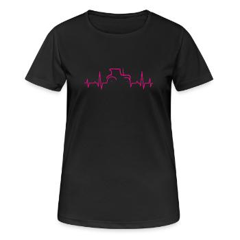KARDIOGRAMM TRAKTOR Magenta - Frauen T-Shirt atmungsaktiv - Schwarz - Vorne - AI Model Female 172 light (172cm)