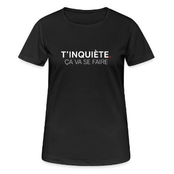 SORGE. ES WIRD ERLEDIGT. | Humor - Frauen T-Shirt atmungsaktiv - Schwarz - Vorne - AI Model Female 172 light (172cm)