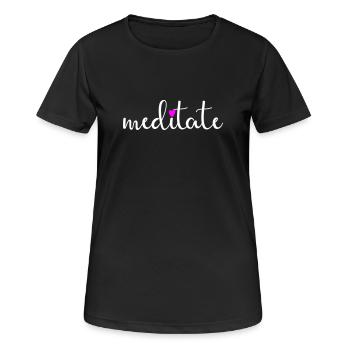Meditate Yoga Meditation Heart Handwriting Namaste - Women's Breathable T-Shirt - black - Front - AI Model Female 172 light (172cm)