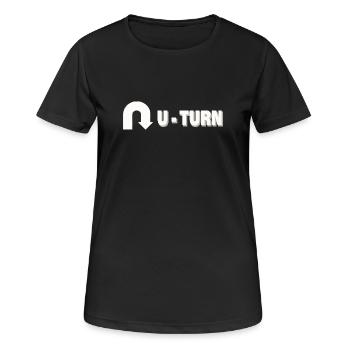 U-TURN - Frauen T-Shirt atmungsaktiv - Schwarz - Vorne - AI Model Female 172 light (172cm)
