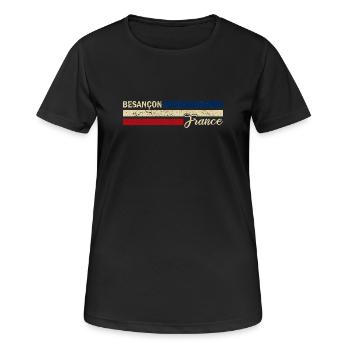France - Besancon - Frankreich - Flagge - Streifen - Frauen T-Shirt atmungsaktiv - Schwarz - Vorne - AI Model Female 172 light (172cm)