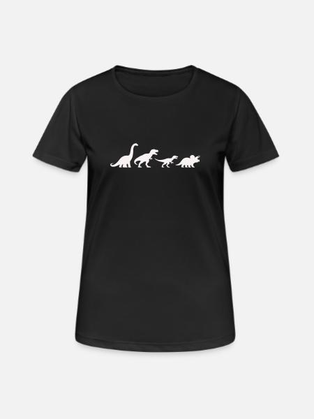 Dino silhouettes in retro style - Women's Breathable T-Shirt - black