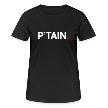 P'TAIN | Reaktion des minimalistischen Humors - Frauen T-Shirt atmungsaktiv - Schwarz - Vorne - AI Model Female 172 light (172cm)