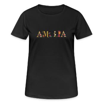 Amelia - Frauen T-Shirt atmungsaktiv - Schwarz - Vorne - AI Model Female 172 light (172cm)