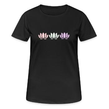 Fleurs de lotus, fleurs de lotus, yoga de la fleur en fleurs pastel - T-shirt respirant Femme - noir - Devant - AI Model Female 172 light (172cm)