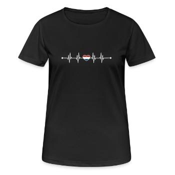 Heartbeat drapeau néerlandais - T-shirt respirant Femme - noir - Devant - AI Model Female 172 light (172cm)