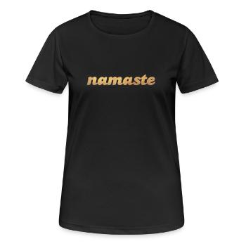 Namaste Gold Yoga om Shanti India Fan de méditation - T-shirt respirant Femme - noir - Devant - AI Model Female 172 light (172cm)