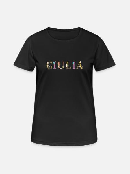 GIULIA name decorated with flowers - Women's Breathable T-Shirt - black
