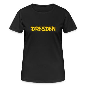 Dresden - Sachsen - Frauenkirche - Zwinger - Elbe - Frauen T-Shirt atmungsaktiv - Schwarz - Vorne - AI Model Female 172 light (172cm)