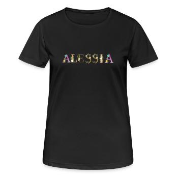 Le nom d’ALESSIA est fleuri - T-shirt respirant Femme - noir - Devant - AI Model Female 172 light (172cm)