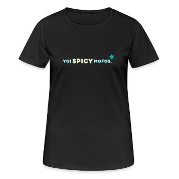 Yo ! Épicé. | Déclaration rétro sur le streetwear - T-shirt respirant Femme - noir - Devant - AI Model Female 172 light (172cm)