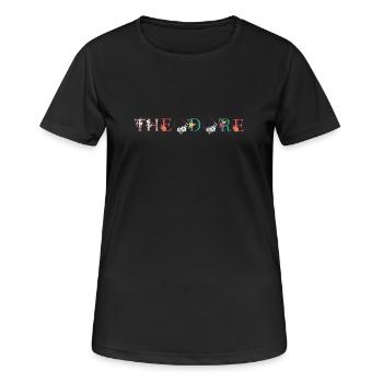 THEODORE Namenskunst mit gestickten Blumen - Frauen T-Shirt atmungsaktiv - Schwarz - Vorne - AI Model Female 172 light (172cm)