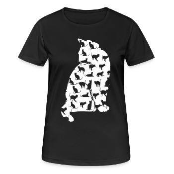 chat chat chat chat chat chatte minette chatte chatte minette - T-shirt respirant Femme - noir - Devant - AI Model Female 172 light (172cm)