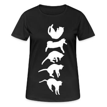 Réflexe de redressement du chat qui tombe - T-shirt respirant Femme - noir - Devant - AI Model Female 172 light (172cm)