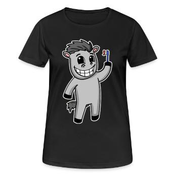 Cheval avec brosse à dents - T-shirt respirant Femme - noir - Devant - AI Model Female 172 light (172cm)