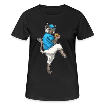 Siamese Cat Baseball Baseball Glove - Women's Breathable T-Shirt - black - Front - AI Model Female 172 light (172cm)