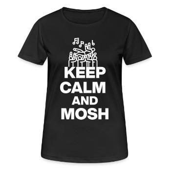 KEEP CALM AND MOSH! FESTIVALSOMMER PARTY w - Frauen T-Shirt atmungsaktiv - Schwarz - Vorne - AI Model Female 172 light (172cm)