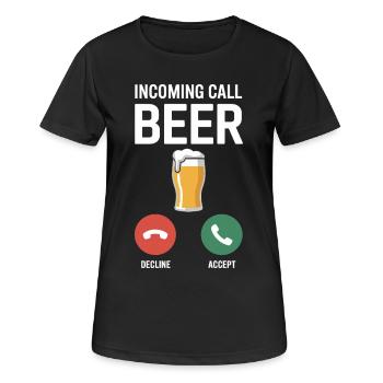 Bier Incoming Call Beer JGA Herren Männerabend - Women's Breathable T-Shirt - black - Front - AI Model Female 172 light (172cm)