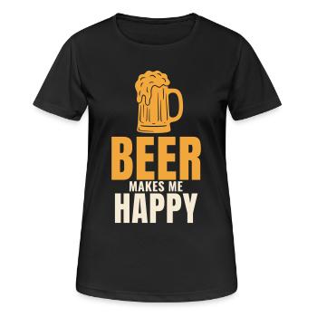 Beer Makes Me Happy lustiger Bier Spruch Prost - Frauen T-Shirt atmungsaktiv - Schwarz - Vorne - AI Model Female 172 light (172cm)