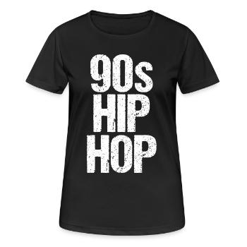 90er Hip Hop Bold Grid Grafik - Frauen T-Shirt atmungsaktiv - Schwarz - Vorne - AI Model Female 172 light (172cm)