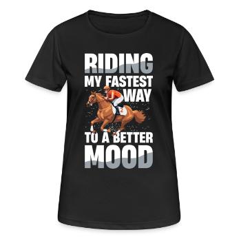 Rouler sur ma voie la plus rapide vers une meilleure humeur Reiten - T-shirt respirant Femme - noir - Devant - AI Model Female 172 light (172cm)