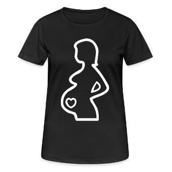 Schwanger Frau Bauch Herz - Frauen T-Shirt atmungsaktiv - Schwarz - Vorne - AI Model Female 172 light (172cm)