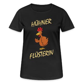 Hühner Flüsterin - lustiges Huhn Hahn Hühnerstall - Frauen T-Shirt atmungsaktiv - Schwarz - Vorne - AI Model Female 172 light (172cm)