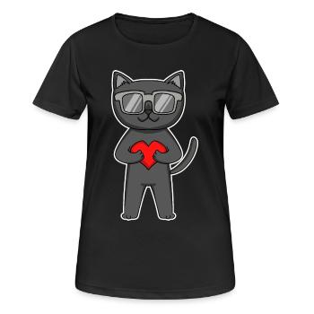 Chat Bombay avec lunettes de soleil et cœur - T-shirt respirant Femme - noir - Devant - AI Model Female 172 light (172cm)