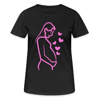 Mama Herz Babybauch Schwangerschaft Schwanger - Frauen T-Shirt atmungsaktiv - Schwarz - Vorne - AI Model Female 172 light (172cm)