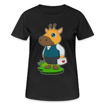 Trousse de premiers soins Giraffe Doctor - T-shirt respirant Femme - noir - Devant - AI Model Female 172 light (172cm)