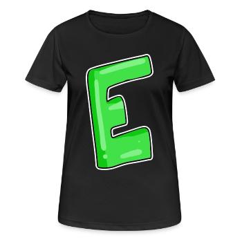 Buchstabe E Anfangsbuchstabe - Frauen T-Shirt atmungsaktiv - Schwarz - Vorne - AI Model Female 172 light (172cm)