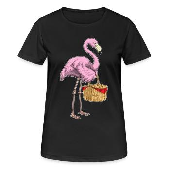 Flamingo Picknick Korb - Frauen T-Shirt atmungsaktiv - Schwarz - Vorne - AI Model Female 172 light (172cm)