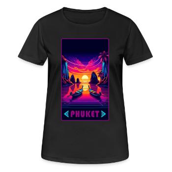Phuket Thailand Sonnenuntergang Design - Frauen T-Shirt atmungsaktiv - Schwarz - Vorne - AI Model Female 172 light (172cm)