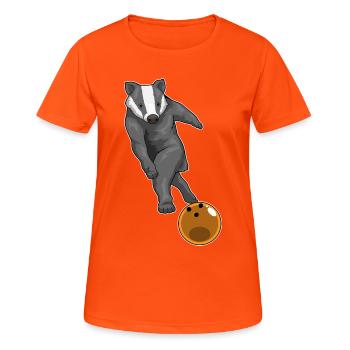 Badger Boule de bowling - T-shirt respirant Femme - orange néon - Devant - AI Model Female 172 dark (172cm)