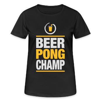 Bier Pong Champion - Frauen T-Shirt atmungsaktiv - Schwarz - Vorne - AI Model Female 172 light (172cm)