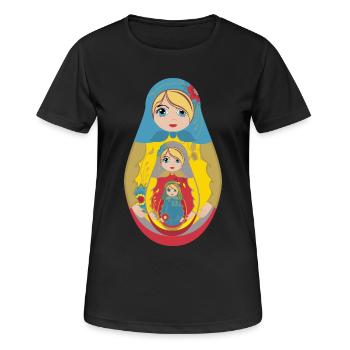 Poupée matriochka russe traditionnelle - T-shirt respirant Femme - noir - Devant - AI Model Female 172 light (172cm)